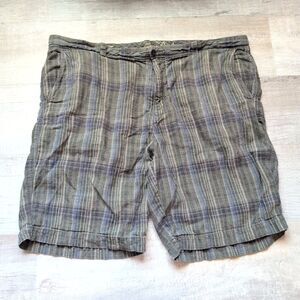 Tommy Bahama Shorts Men's Size 42 Chino Plaid Green Blue Casual Linen Silk 9"